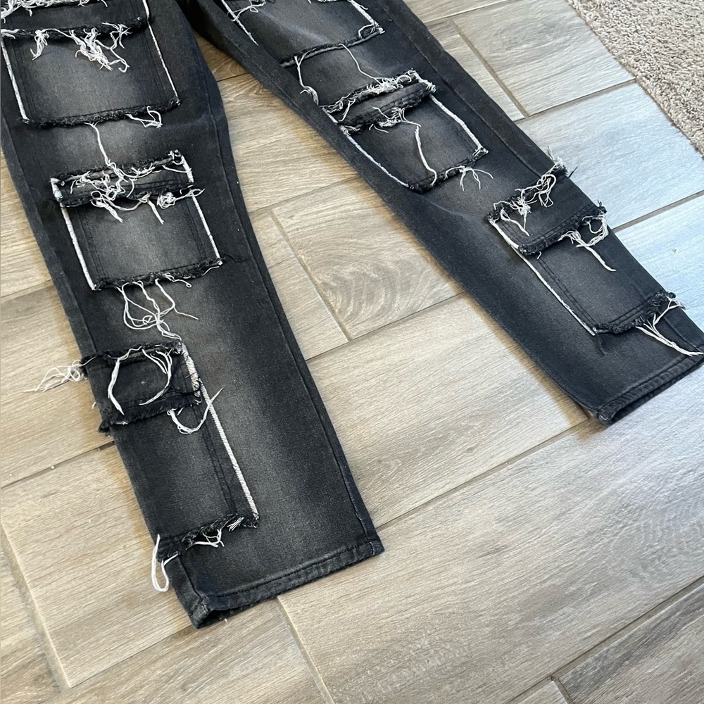 Rebel Vengeance Men’s Rock Punk Distressed Jeans - Picture 4 of 14